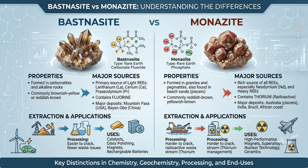 Bastnasite vs Monazite: Understanding the Differences